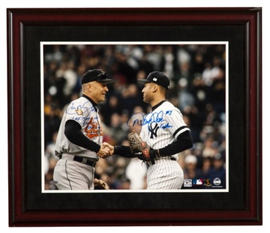 Derek Jeter and Cal Ripken Signed and Framed Photograph from Cals Last Game at Yankee Stadium